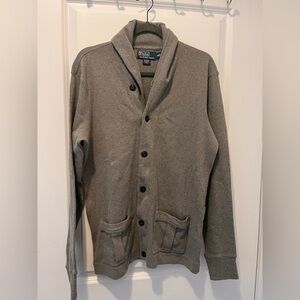 vintage men's Polo by Ralph Lauren gray cotton shawl cardigan in size medium